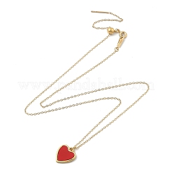Colliers à chaîne avec pendentif en forme de cœur rouge en acier inoxydable 304 et acrylique plaqué ionique (IP) pour femmes&nbsp;NJEW-F328-02G