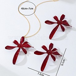 Collane con ciondolo in lega smaltata a forma di fiore e set di orecchini a bottone&nbsp;FS-WG606EA-01