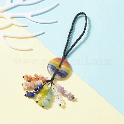 Décorations de pendentif de pierres précieuses naturelles mélangées chakra&nbsp;HJEW-TA00028