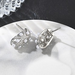 Aretes de latón con micro pavé de circonio cúbico para mujer&nbsp;EJEW-A168-20P