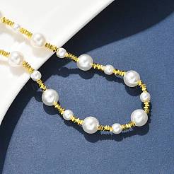 Collane rotonde con perle finte in acciaio inossidabile 304 e plastica ABS per donna&nbsp;NJEW-S442-11G