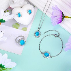 Collana con pendente ovale in zirconi cubici e bracciale a maglie e anello polsino e orecchini a bottone&nbsp;SJEW-SZC0001-01D