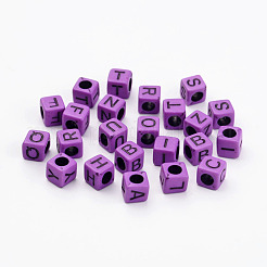 Gemischte Buchstaben undurchsichtige Acrylwürfelperlen&nbsp;SACR-S177-04