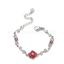 Bracelets à maillons en laiton micro pavé en oxyde de zirconium transparent pour femmes&nbsp;BJEW-C156-05P