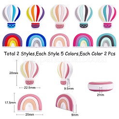 20 stücke silikon perlen regenbogen silikon perlen groß heißluftballon silikon lose abstandshalter perlen charme farbe silikon perlen kit für halskette armband schlüsselbund diy handwerk machen&nbsp;JX321A