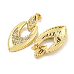 Pendientes colgantes con forma de corazón de circonita cúbica transparente micro pavé de latón chapado en estante para mujer&nbsp;EJEW-C095-03G