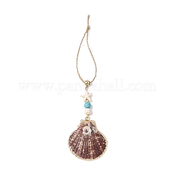 Decorazioni pendenti con conchiglie di mare galvanizzate&nbsp;HJEW-JM04567