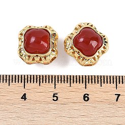 Messingpflaster aus natürlichem Karneol (gefärbt und erhitzt)&nbsp;KK-U043-38G-01