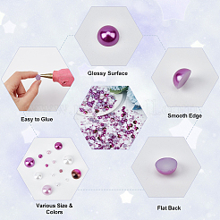 84 g 14 Stil ABS-Kunststoff-Imitationsperlen-Cabochons&nbsp;SACR-OC0001-06
