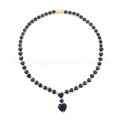 Latón zirconia cúbico collares pendientes del corazón&nbsp;NJEW-Z059-07G-01