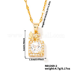 Eleganti collane con ciondolo a forma di farfalla in ottone lucido con zirconi cubici trasparenti per donna&nbsp;WV1261-2