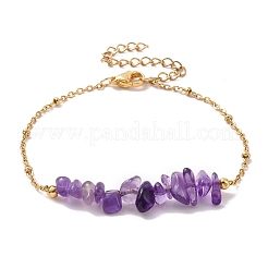 Pulsera de eslabones con cuentas de chips de piedras preciosas mezcladas naturales&nbsp;BJEW-JB09419