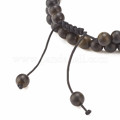 2pcs 2 bracelets de perles tressées en obsidienne naturelle et hématite synthétique serties de léopard en zircone cubique&nbsp;BJEW-JB08119-01