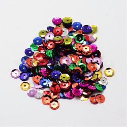 Perles de paillette en plastique, perles de paillettes semi-calottes, le trou central, couleur mixte, 8x0.5mm, Trou: 1mm