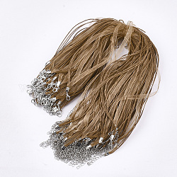 Collar de cordón encerado y cinta de organza., con cierres de hierro de langosta garra, Platino, Perú, 17.6 pulgada ~ 17.8 pulgadas (45~455 cm), 7mm