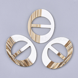 Rubberized Style Acrylic Slide Buckles, Webbing Belts Buckles, Clothing Decorations, Oval, White, 72x54.5x3.5mm