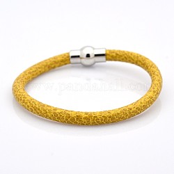 Snake Print PU Leather Bracelets, with Brass Magnetic Clasps, Gold, 200x5mm