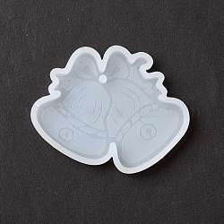 Moules en silicone pendentif cloche de noël, moules de résine, pour la fabrication de bijoux en résine uv & résine époxy, blanc, 50x62x7mm, Trou: 2.5mm
