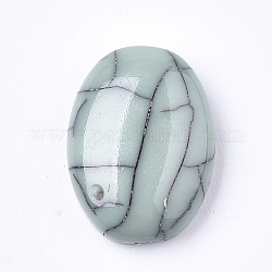 Cabuchones de resina, imitación turquesa, oval, verde mar oscuro, 14x10x4mm