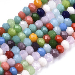 Chapelets de perles en verre opaques, facette, rondelle, couleur mixte, 3x2mm, Trou: 0.7mm, Environ 191 pcs/chapelet, 16.93 pouce (43 cm)