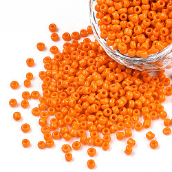Abalorios de la semilla de cristal, colores opacos semilla, redondo, naranja oscuro, tamaño: aproximamente 2 mm de diámetro, agujero: 1 mm, aproximamente 30000 unidades / libra