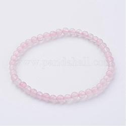 Naturali Quarzo Rosa stirata dei braccialetti bordati, con filo elastico della fibra, 2-1/4 pollice (55 mm)