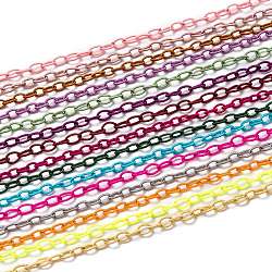 Handmade Nylon Cable Chains Loop, Oval, Mixed Color, 8~9x11~13x2mm, about 85cm/strand, 33.5 inch