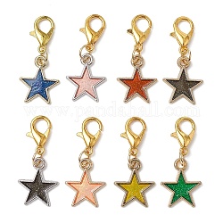 Décorations de pendentifs en émail en alliage étoile, avec alliage homard fermoirs pince, couleur mixte, 28mm, 8 pièces / kit