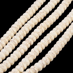 Filo di perline turchesi sintetici, tinto, rondelle, bianco crema, 8x5mm, Foro: 1 mm, circa 80pcs/filo, circa 15 pollice