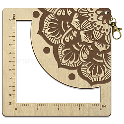 Regla de ganchillo con marco cuadrado de madera, calibre de la aguja de tejer, datura, 13x13x0.5 cm