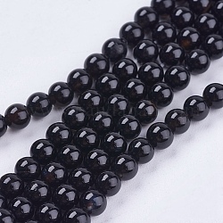 Бусины из натурального черного оникса, класса AB, круглые, окрашенная и подогревом, чёрные, 4 мм, отверстие : 0.8 мм, около 97 шт / нитка, 15.5 дюйм