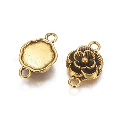 Estilo tibetano enlaces / conectores, sin plomo y cadmio, flor, oro antiguo, 12x3.5mm, agujero: 2 mm