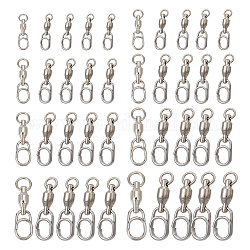 GOMAKERER 40Pcs 8 Styles Brass & 304 Stainless Steel Fishing Fast Snap Clips, Quick Change Connectors, Platinum & Stainless Steel Color, 20~43x6~12x3~8mm, Hole: 3~7mm & 5.2~11x3.8~8.3mm, 5pcs/style