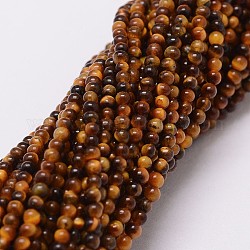 Natürlichen Tigerauge Perlen Stränge, Runde, 2 mm, Bohrung: 0.5 mm, ca. 190 Stk. / Strang