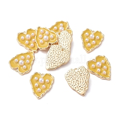 Pendentifs d'émail en laiton , avec la perle acrylique, cœur, véritable 18k plaqué or, jaune, 16.8x13.5x4mm, Trou: 1.2mm