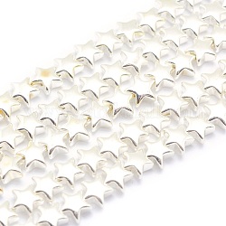 Chapelets de perles en hématite synthétique sans magnétiques, AA grade, Plaqué longue durée, étoiles du nord, Plaqué Argent, 6x6mm, Trou: 0.8mm, Environ 85 pcs/chapelet, 15.7 pouce (40 cm)