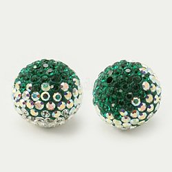 Austrian Crystal Beads, Pave Ball Beads, with Polymer Clay inside, Round, 205_Emerald, 12mm, Hole: 1mm