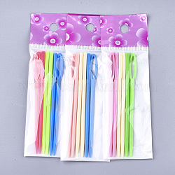 ABS Plastic Knitting Needles, Mixed Color, 90x6x3mm, Hole: 3x20mm, 6pcs/set