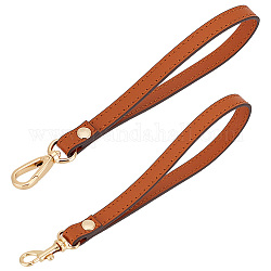 Pandahall elite 2pcs 2 sangles de bracelet de sac en cuir de style, anse de pochette, fermoirs alliage pivotantes, pour accessoires de sac, selle marron, 20.5x1.2x0.9 cm, 1pc / style