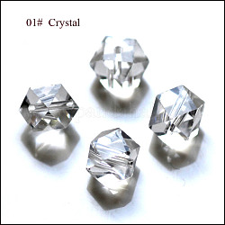 Imitazione branelli di cristallo austriaco, grado aaa, sfaccettato, perline cubo senza angoli, chiaro, 7.5x7.5x7.5mm, Foro: 0.9~1 mm