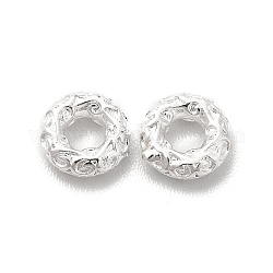 Perline in ottone,  cadmio& piombo libero, texture, anello rotondo, placcati argento 925 euro, 5.5x1.5mm, Foro: 2 mm