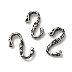 Fermoirs serpent en forme de s en acier inoxydable de style tibétain 304, fermoirs crochet en S, argent antique, 27x14x4mm, Trou: 3x1mm