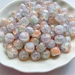 Filo di perle di vetro craquelé trasparente, colonna, peachpuff, 8x6mm, Foro: 1.6 mm, circa 20pcs/scatola