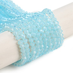 Cuisson des brins de perles de verre transparentes peintes, imitation opalite, facette, Toupie, lumière bleu ciel, 3.5x2.5mm, Trou: 0.7mm, Environ 135 pcs/chapelet, 16.85 pouce (42.8 cm)