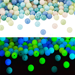 Olcraft 180шт 6 цвета круглые стеклянные бусины, яркое свечение в темноте, разноцветные, 6 мм, отверстие : 0.5 мм, 30 шт / цвет