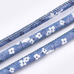 Cordons en cuir pu imprimés, motif de fleur, bleu royal, 5~6mm, environ 5.46 yards (5 m)/rouleau
