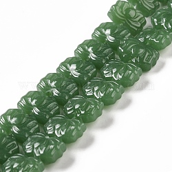 Abalorios de vidrio transparente hebras, loto, verde, 10x14x7mm, agujero: 0.8 mm, aproximamente 38 pcs / cadena, 14.17 pulgada (36 cm)
