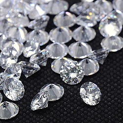 Diamond Shape Grade AAA Cubic Zirconia Cabochons, Faceted, Clear, 5mm