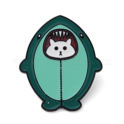 漫画の猫サメのエナメルピン  バックパックの服用の黒の合金バッジ  ミディアムアクアマリン  32x27.5x1.2mm