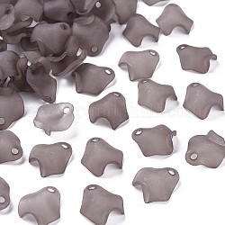 Transparent Acrylic Beads, Frosted, Petal, Dark Gray, 15x14.5x5mm, Hole: 2mm